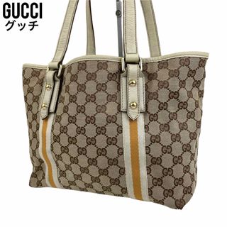 Gucci - ✨良品 GUCCI グッチ トートバッグ　GGキャンバス　シェリーライン　手提げ