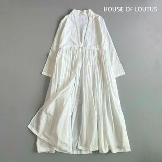 HOUSE OF LOTUS カディギャザー ドレス ワンピース 白(ロングワンピース/マキシワンピース)