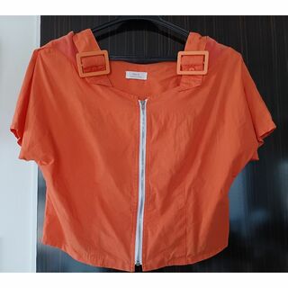 【UPS-K】半袖ジャケット　オレンジ　昭和レトロ(Tシャツ(半袖/袖なし))