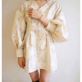 【acka】jacquard mini dress（white）(ミニワンピース)