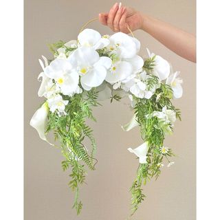 White green hoop bouquet ♡ブートニア付き(ブーケ)