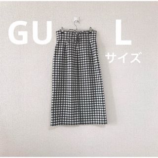 ジーユー(GU)のGU スカート L 白 黒 伸縮性 リボン タイト 春 夏 秋 冬 チェック(ロングスカート)