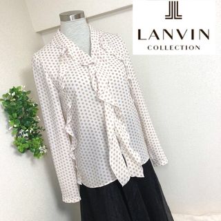 ランバンコレクション(LANVIN COLLECTION)のランバンコレクションのドットフリルブラウス36(シャツ/ブラウス(長袖/七分))