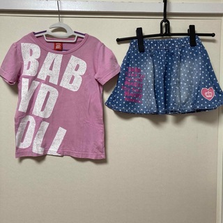 ベビードール(BABYDOLL)のベビードール　半袖Tシャツ　スカート　120   女の子　上下セット　夏(Tシャツ/カットソー)