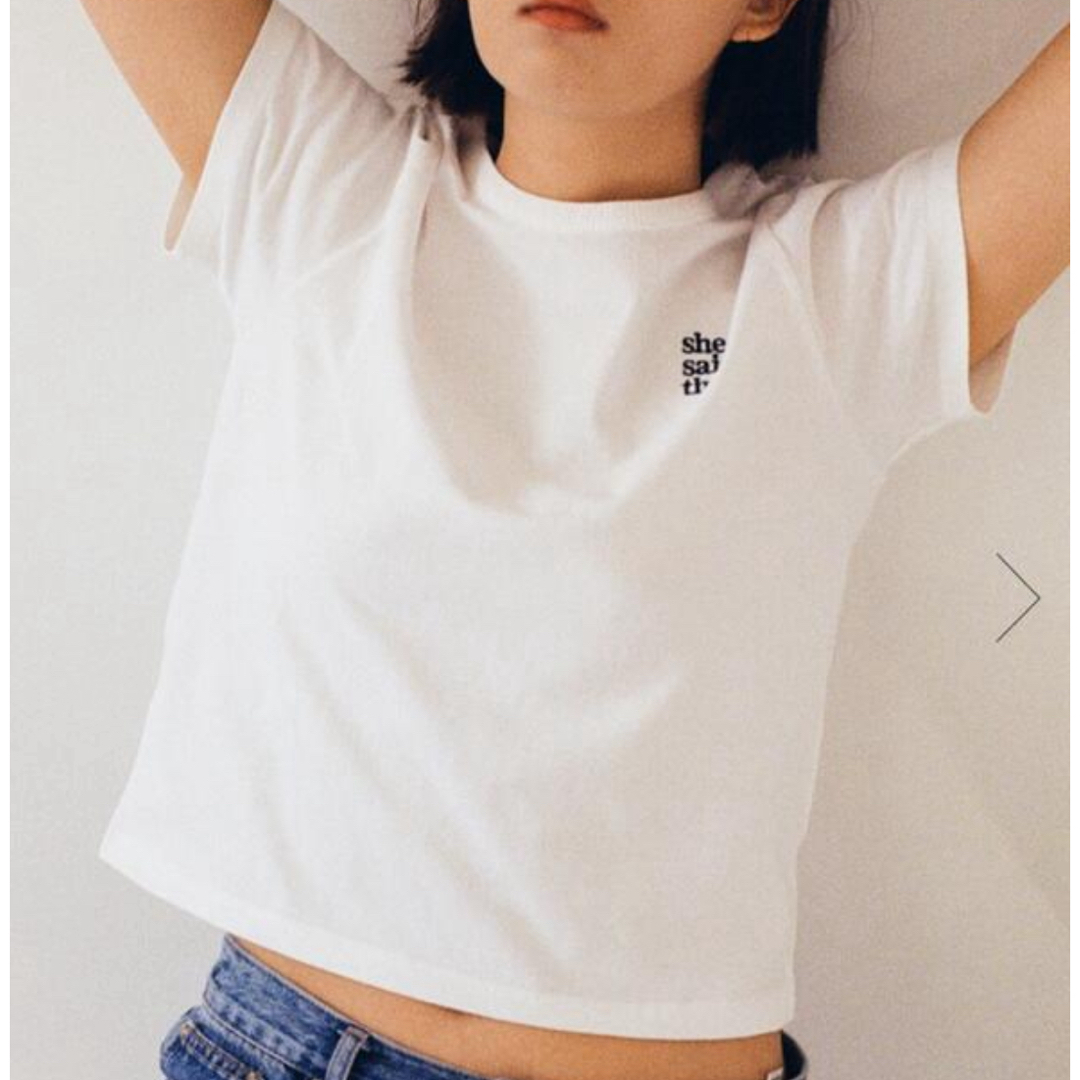 she said that Tシャツ (IVORY+GREEN) レディースのトップス(Tシャツ(半袖/袖なし))の商品写真