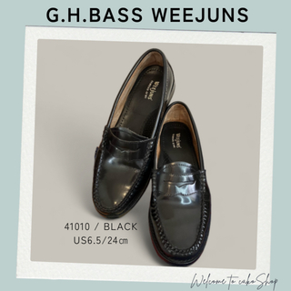 ジーエイチバス(G.H.BASS)の美品》ジーエイチバス　G.H.BASS　黒　ブラックローファー24　US6.5(ローファー/革靴)