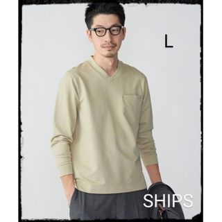 SHIPS - 【美品】〈抗菌・防臭加工〉テレワーク ビズ 鹿の子 Vネック ポケット Tシャツ