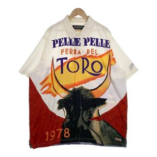 ペレペレ(PELLE PELLE)のPELLE PELLE ペレペレ プリント 半袖シャツ ホワイト 比翼 ポリエステル コットン Size XXL(シャツ)