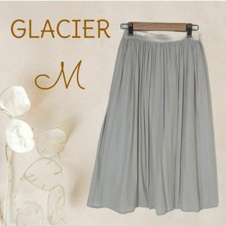 GLACIER - a12015【グラシア】洗えるシフォンひざ丈フレアスカート グレーM上品オフィス