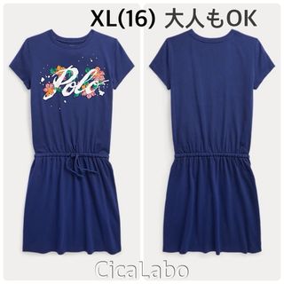 ラルフローレン(Ralph Lauren)の【新品】ラルフローレン ポロロゴ Tシャツ ワンピース ネイビー XL(ワンピース)