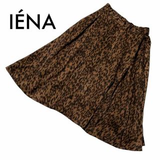 イエナ(IENA)のイエナ ロングスカート 総柄プリント ヒョウ柄 36 S ウエストゴム ブラウン(ロングスカート)