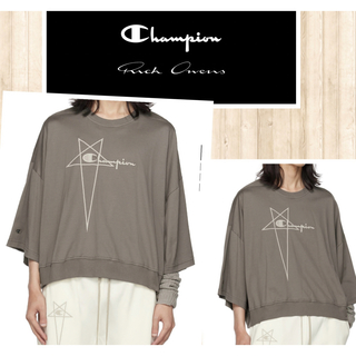 Rick Owens - Rick Owens × Champion クロップド丈Tシャツ　XS グレー