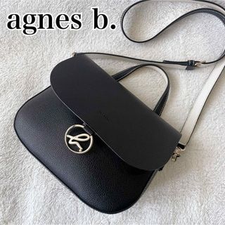 agnes b. - agnes b. 2way ショルダーバッグ ロゴ金具 レザー 黒　ハンドバック