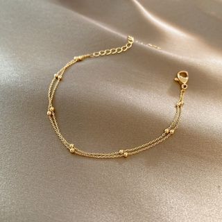 売れ筋商品♡　ゴールド　ブレスレット　ダブルチェーン　シンプル　高級感　上品(ブレスレット/バングル)