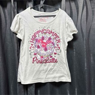 ピンクラテ(PINK-latte)のピンクラテ　白×ピンクラメ　半袖Tシャツ150(Tシャツ/カットソー)