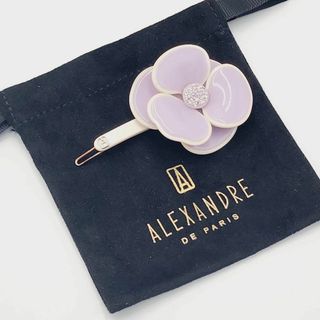 アレクサンドルドゥパリ(Alexandre de Paris)の★ALEXANDRE DE PARIS★ バレッタ 花 パープル ポーチ付(バレッタ/ヘアクリップ)