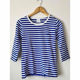 7分袖 ボーダー Tシャツ ブルー 着用画像あり(カットソー(長袖/七分))