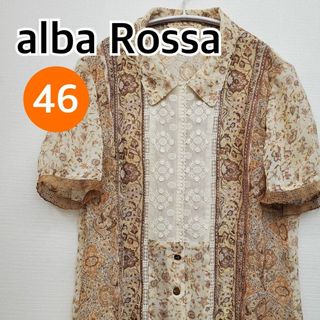 alba Rossa シャツ ブラウス 半袖 花柄 レース 46【CT259】(シャツ/ブラウス(長袖/七分))