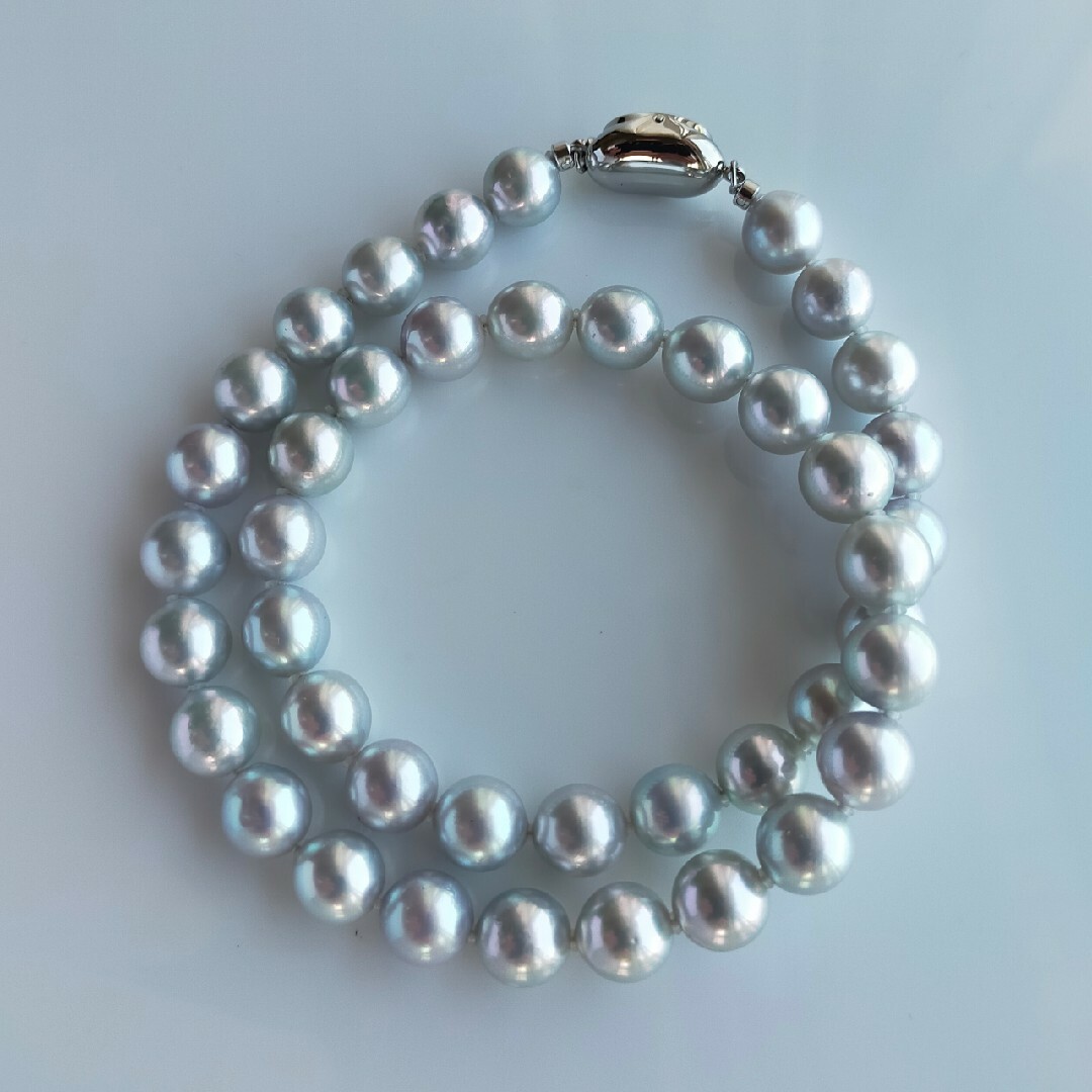 アコヤ真珠コバルトブルーグレーネックレス 8.5〜9.0ミリ 高品質パール 新品 レディースのアクセサリー(ネックレス)の商品写真