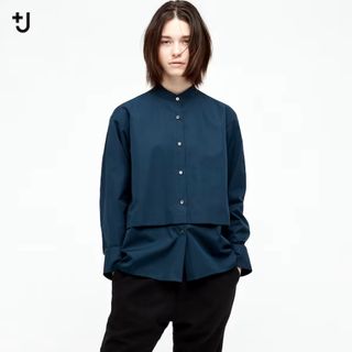 ユニクロ(UNIQLO)の＊ +J スーピマ コットン シャツ ジャケット （長袖）  ブルー(シャツ/ブラウス(長袖/七分))