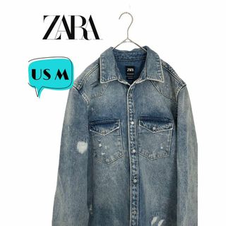 ザラ(ZARA)のZARA ザラ　ダメージ加工　デニムジャケット　USA M(Gジャン/デニムジャケット)