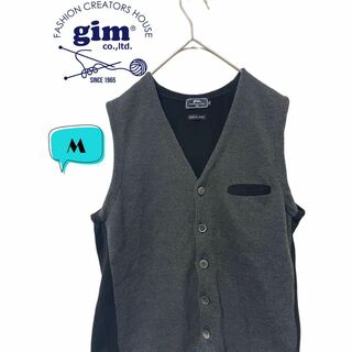 gim - gim ジム メンズ ニットベスト ジレ 前開き　日本製　M