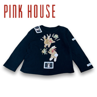ピンクハウス(PINK HOUSE)の【ピンクハウス 】ラビットプリント 長袖 Tシャツ　ブラック(Tシャツ/カットソー)