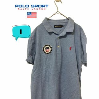 POLO SPORT ポロスポーツ 刺繍ロゴ　ワッペン　ゴルフポロシャツ　L(ポロシャツ)