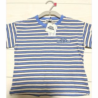 新品 Little WEEKEND 半袖 Tシャツ 水色ボーダー 110cm(Tシャツ/カットソー)