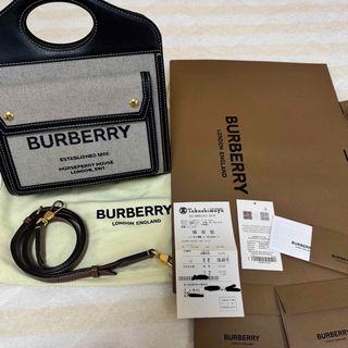 BURBERRY - BURBERRY  ミニポケットバッグ　 キャンバスxレザー