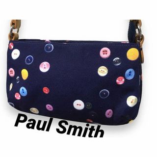 ポールスミス(Paul Smith)の美品 ポールスミス ポーチ ボタン バック Paul Smith ブルー ハンド(ポーチ)