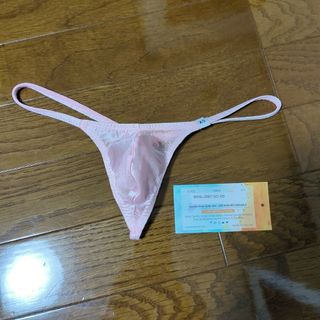 SKINZ swimwear Tバック水着　ピンクサテンストライプメッシュ　XS(水着)