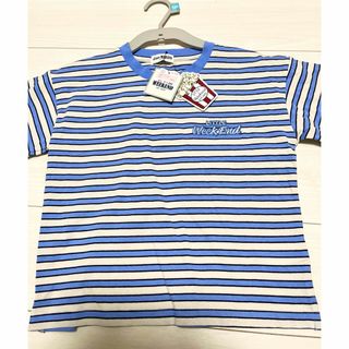 新品 Little WEEKEND 半袖 Tシャツ 水色ボーダー 120cm(Tシャツ/カットソー)