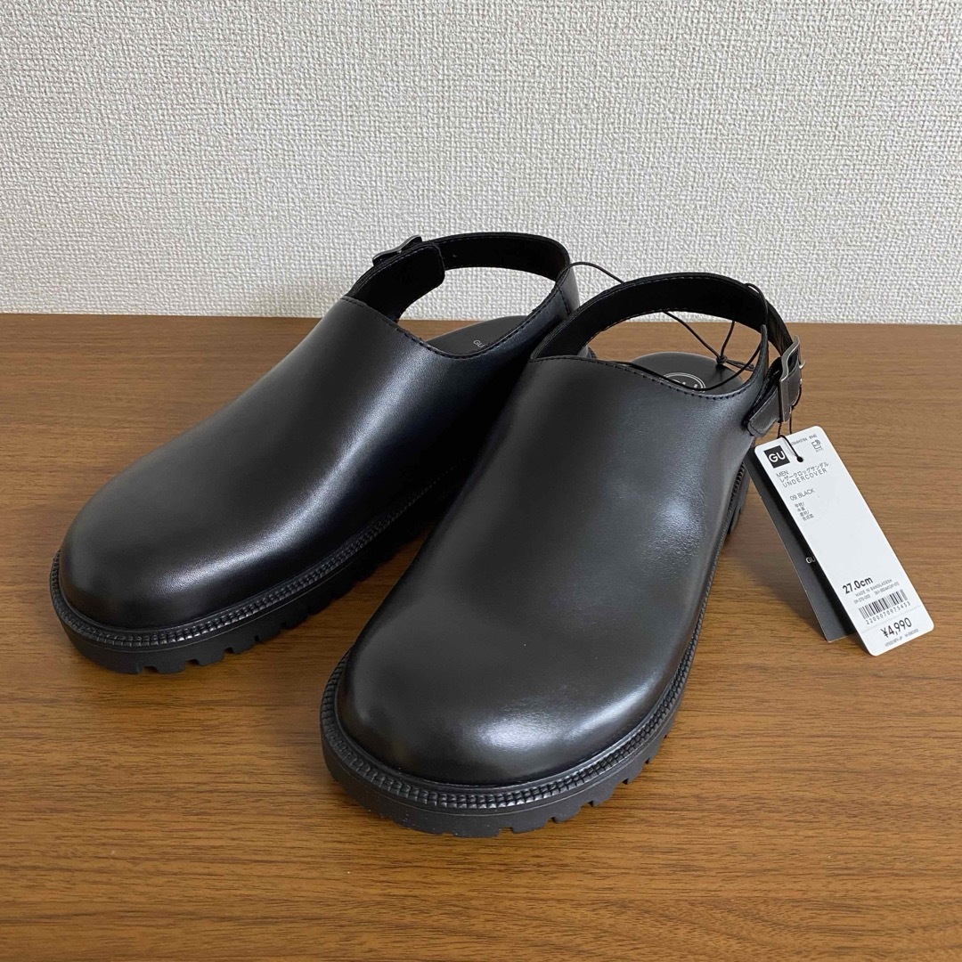 GU(ジーユー)のジーユー アンダーカバー レザークロッグサンダル 09 BLACK 27.0cm メンズの靴/シューズ(サンダル)の商品写真