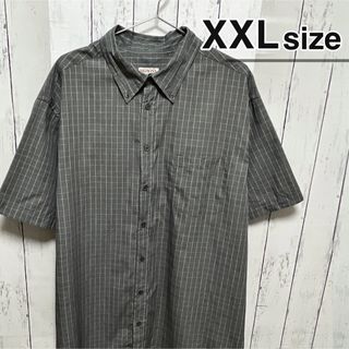 シャツ(shirts)のUSA古着　半袖シャツ　XXL　チェック柄　ダークグレー　ボタンダウン　メローナ(シャツ)