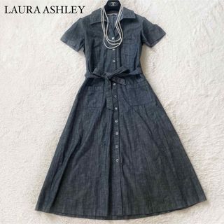 ローラアシュレイ(LAURA ASHLEY)の美品　ローラアシュレイ　リボンベルト　デニムワンピース　羽織(ロングワンピース/マキシワンピース)