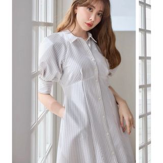 ハーリップトゥ(Her lip to)のherlipto Volume Sleeve Stripe Dress(ロングワンピース/マキシワンピース)