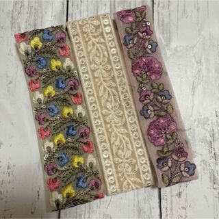 150.インド刺繍リボン 50cm3本アソート