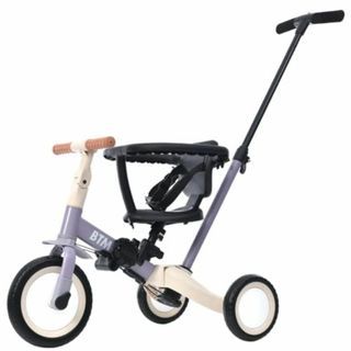 【色:パープル_スタイル:4in1】BTM 子供用三輪車 4in1 ベビーカー (その他)