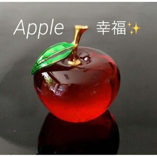 りんご　アップル　置物　クリスタル　水晶　縁起物　風水　オブジェ　開運　幸福(置物)