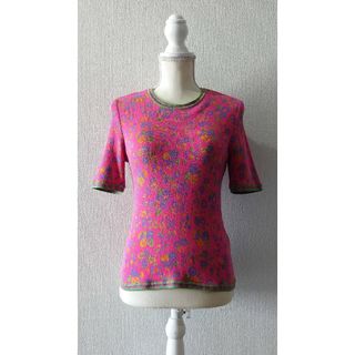 90’s ungaro 花柄 サマーニット ピンク サイズ9 半袖(ニット/セーター)