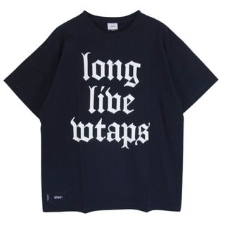 ダブルタップス(W)taps)のWTAPS ダブルタップス 22SS 221ATDT-STM08S LLW SS COTTON LONG LIVE WTAPS ロゴプリント 半袖 Tシャツ ネイビー系 X02【美品】【中古】(シャツ)