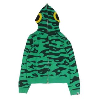 A BATHING APE アベイシングエイプ IN LUKEWARM WATER フルジップ フィッシュ パーカー グリーン系 XS【中古】