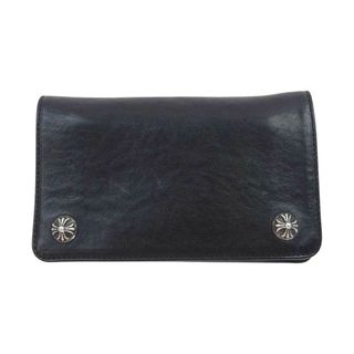 クロムハーツ(Chrome Hearts)のCHROME HEARTS クロムハーツ（原本無） ウォレット 1ZIP CROSS BTN WALLET 1ジップ クロスボールボタン レザー ウォレット 財布 ブラック系【中古】(長財布)