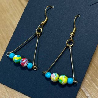 ターコイズ　ステンレスフックピアス(ピアス)