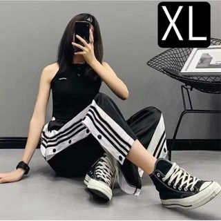 パンツ　ダンス　黒　ブラック　XL ヒップホップ　韓国　ユニセックス　ストリート(カジュアルパンツ)