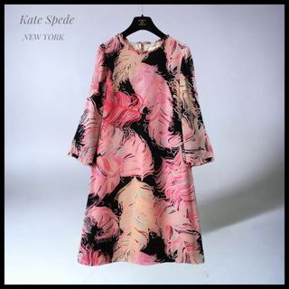 ケイトスペードニューヨーク(kate spade new york)の【Kate Spede】 Aラインワンピース  総柄   フリル(ひざ丈ワンピース)