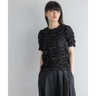 ローリーズファーム(LOWRYS FARM)の24SS LOWRYS FARM 【yuw】 シャーリングプルオーバー ブラック(Tシャツ(半袖/袖なし))