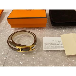 エルメス(Hermes)のHERMES レザーブレスレット ビーアピ ドゥブルトゥール エトゥープ/ナタ(ブレスレット/バングル)