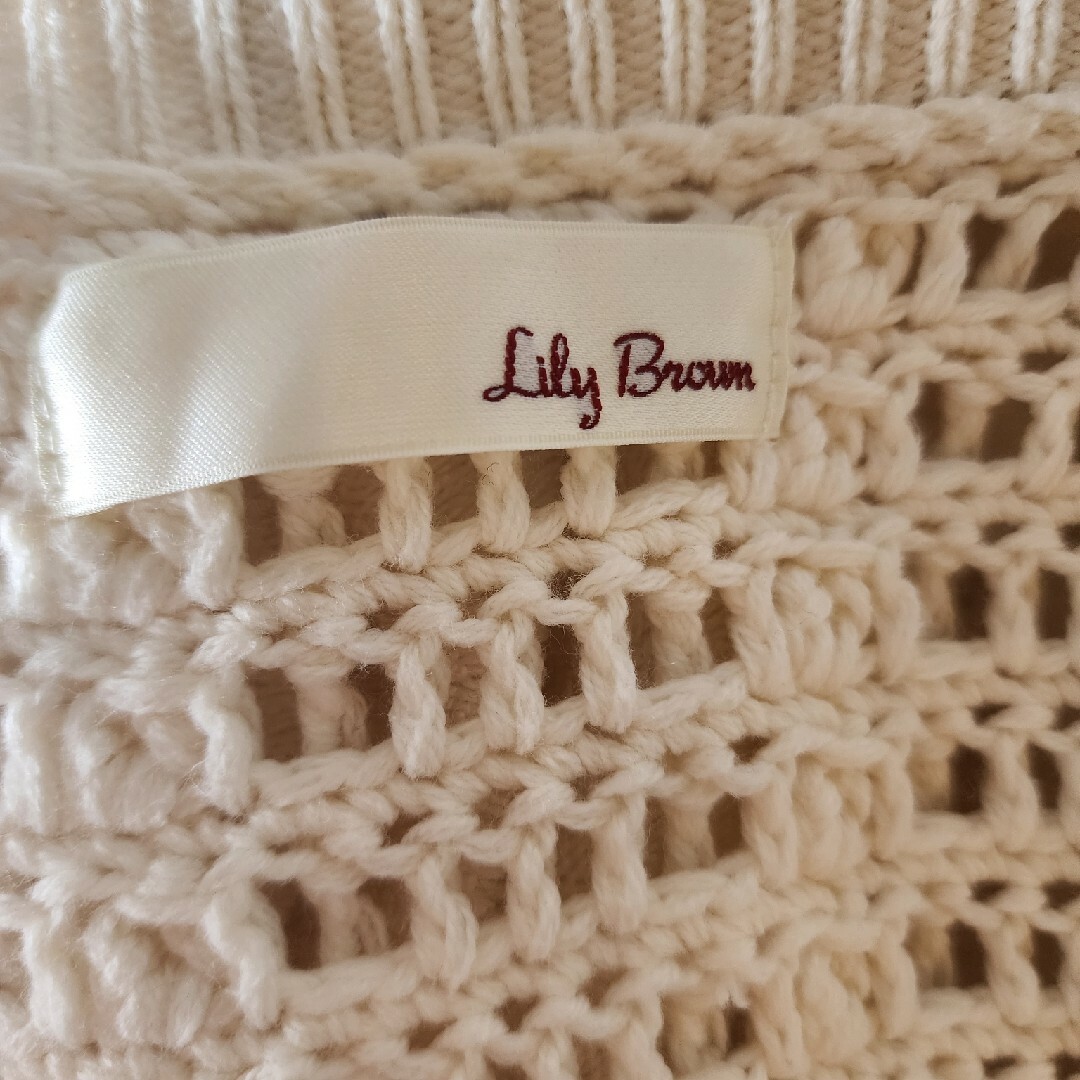 Lily Brown(リリーブラウン)のリリーブラウン　ポップコーン編みカーディガン　ホワイト レディースのトップス(カーディガン)の商品写真